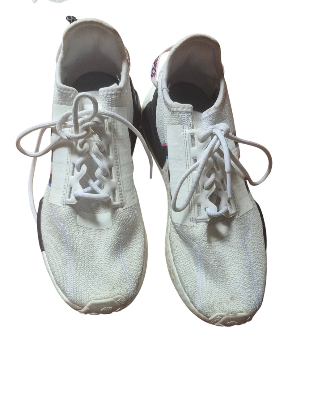 Adidas White Athletic Sneakers with Black‎ Accents